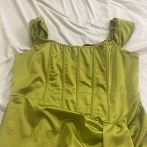 Pretty Little Thing Lime Green Dress with Boning and Fringe